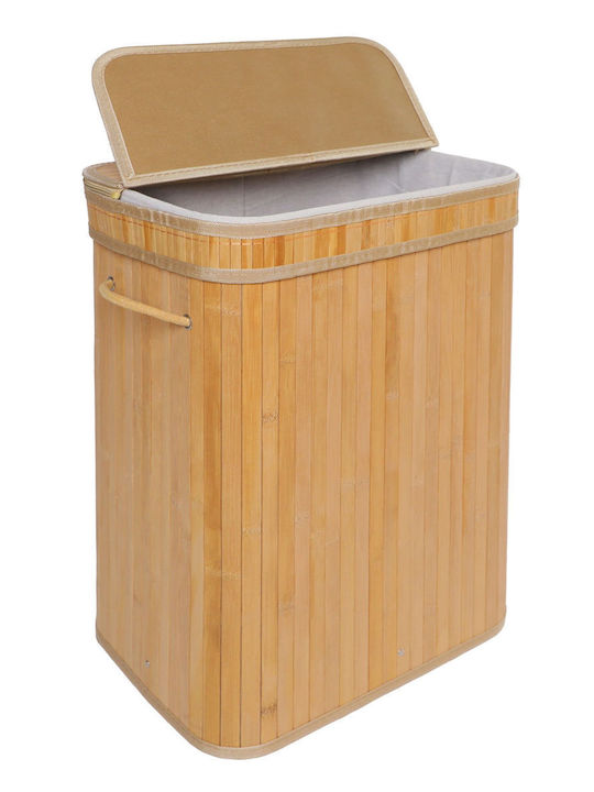 Relaxdays Καλάθι Απλύτων Bamboo 72lt με Καπάκι 60x40x30cm Λευκό