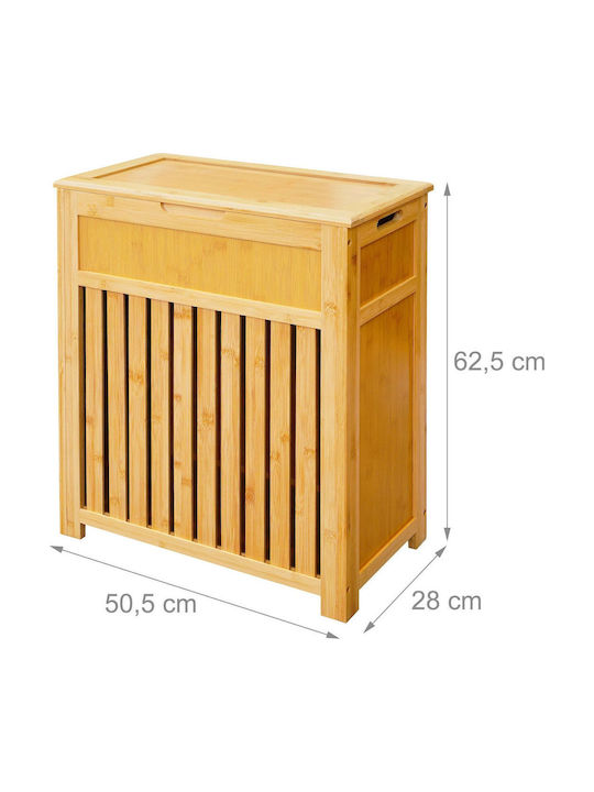 Relaxdays Bamboo Laundry Basket 80 L with Lid Beige