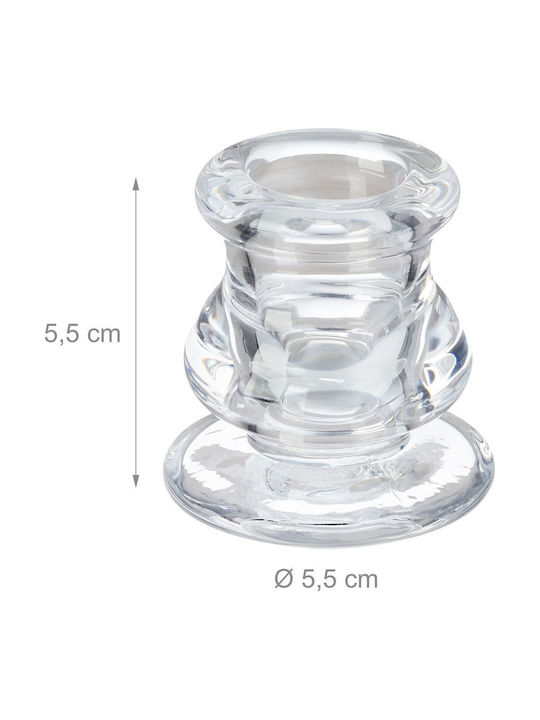 Relaxdays Set de Sfeșnice din Sticlă Transparentă 20x5 cm 6 Bucăți