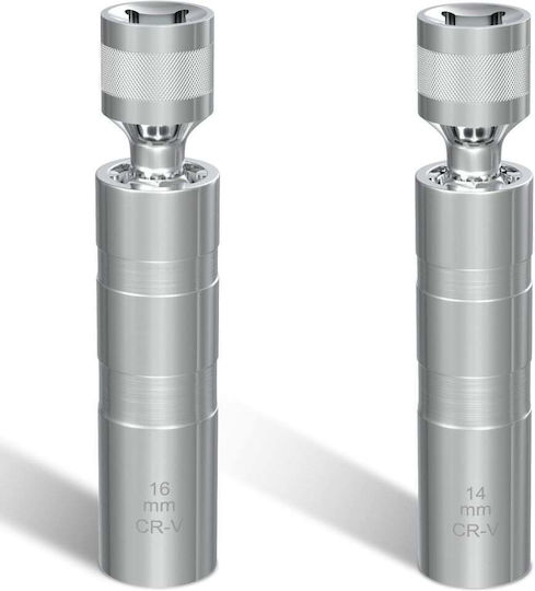 Set Chei Magnetice pentru Bujii 14 Mm 16 Mm 9/16" 5/8" Cu Articulație Cardanică Rotativă la 360° Tubulare cu Pereți Subțiri din Oțel Crom-Vanadiu cu Profil cu 12 Colțuri Compatibile cu Bmw Mini Nissan Antrenare 3/8 Inch