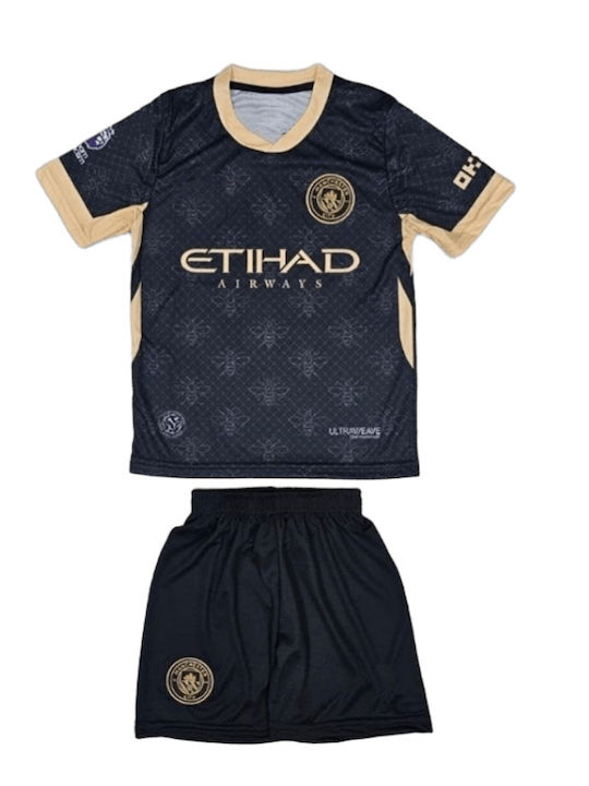 Set de Fotbal pentru Copii Haaland Manchester City 2026-2027 Deplasare Negru Balón De Oro Black Unisex pentru Copii Ab210