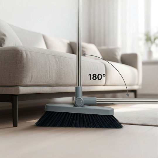 Relaxdays Broom Dustpan Set Flexible Gray-black-silver 124 × 27 × 25.5 Cm