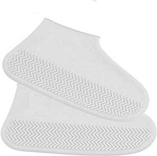 Huse pentru pantofi Flippy, impermeabile, antiderapante, din latex, 13 × 13 × 2 cm, mărimea L, 41–47 cm, albe