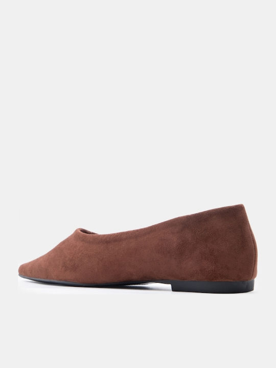 Women's Pointed Toe Brown Ballerina Shoes