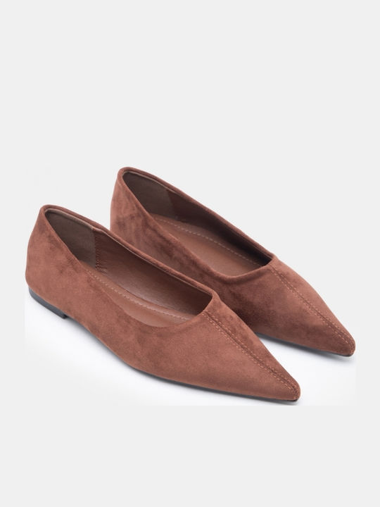 Women's Pointed Toe Brown Ballerina Shoes