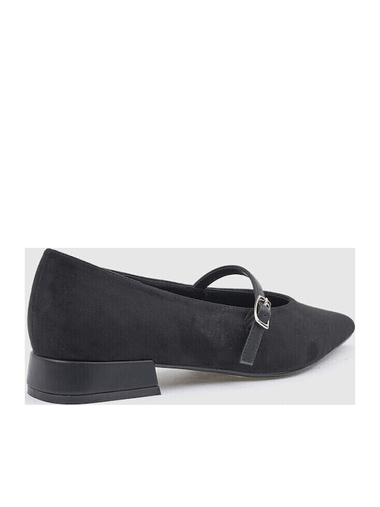 Damen-Ballerinas Spitz zulaufend mit Riemchen / Riemchenverschluss Schwarz