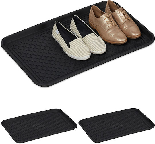 Tavă de Scurgere pentru Pantofi Relaxdays 10039665 Set de 3 din Plastic PP Negru 60 x 40 x 3 cm Dimensiuni Exterioare