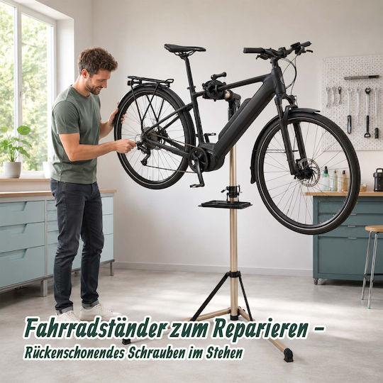 Relaxdays Bicycle Repair Stand 10054794_259 E-bikes 50 Kg Capacity Aluminum Plastic Gold Black Adjustable Height 110–170 Cm Frame Clamp 35–85 Mm
