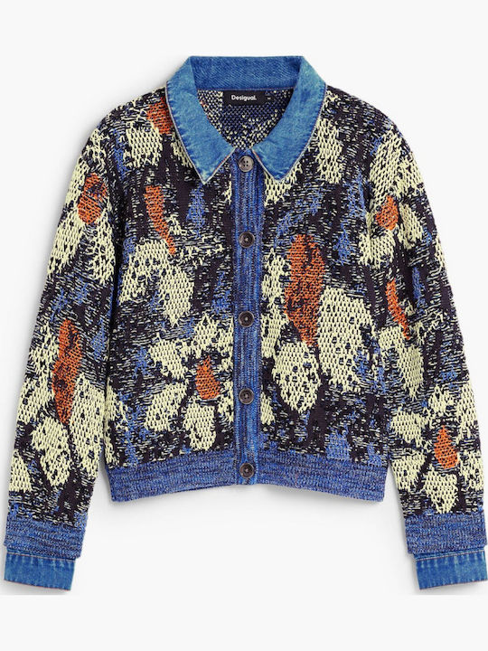Women's Knitted Cardigan with Buttons Blue