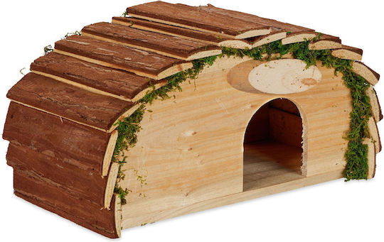 Relaxdays Hedgehog House Straw Metal Frame Brown-green 40 X 30 X 25 Cm