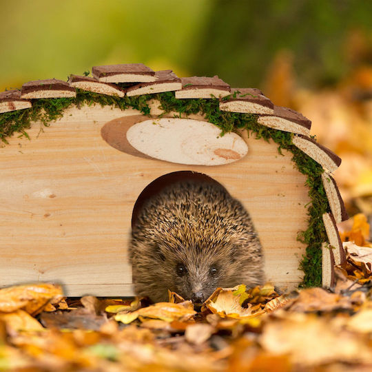 Relaxdays Hedgehog House Straw Metal Frame Brown-green 40 X 30 X 25 Cm