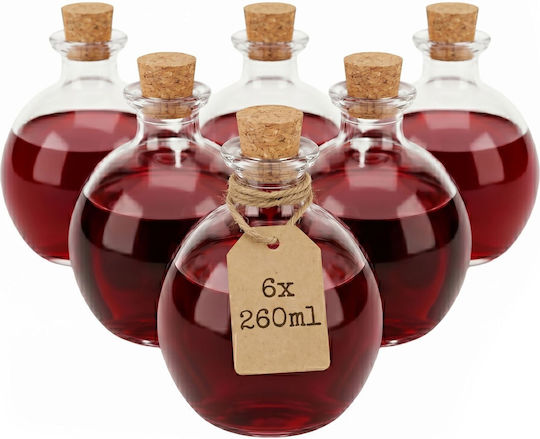Set 6 Glass Bottles Relaxdays Stopper Transparent Light Brown 6x