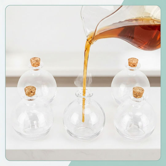 Set 6 Glass Bottles Relaxdays Stopper Transparent Light Brown 6x