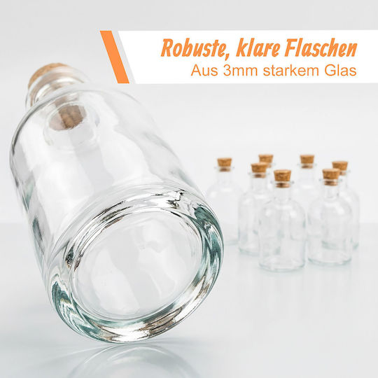 Set 8 Round Bottles Relaxdays Light Brown Cork Stoppers Transparent