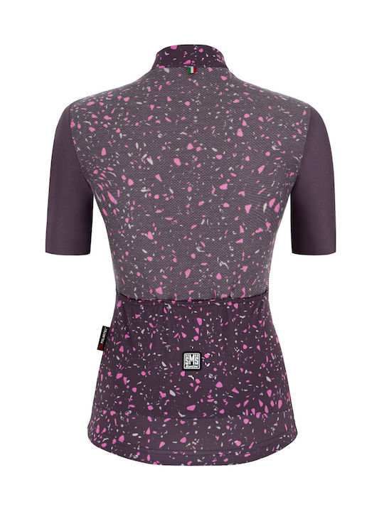 Santini Tricou de Ciclism Mov cu Mâneci Scurte pentru Femei