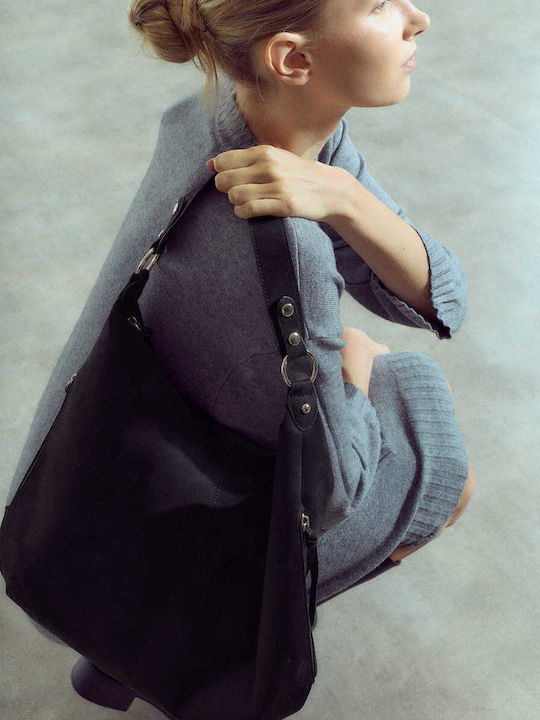 Celestino Damenhandtasche aus Wildleder mit Seitentaschen Schwarz