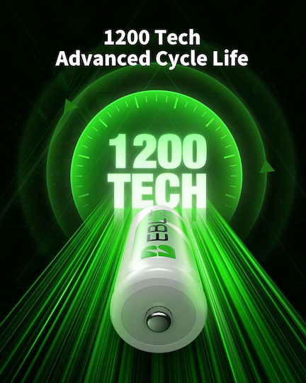Baterii Reîncărcabile EBL de Tip C, Pachet de 4, 1,2 V, Ni-MH, 5000 mAh