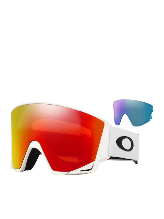 Oakley Mască de Schi și Snowboard pentru Adulți, Albă cu Lentilă Roz