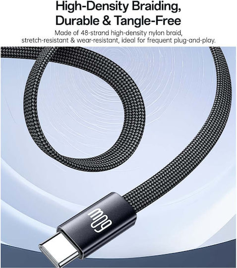 Yesido Flat / Braided USB-C Male to USB-C 60W Cable Black 1m