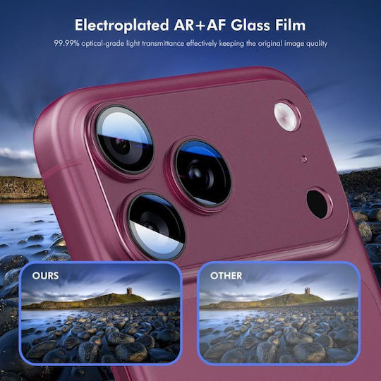Iphone 18 Pro Max Enkay Anti-reflection Camera Lens Frosted Armor Aluminium Alloy Tempered Glass Film Light Blue