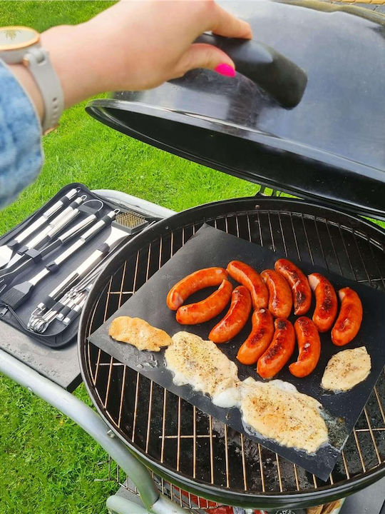 Set de Accesorii pentru Grătar din Oțel Inoxidabil, 20 de Piese, Furculiță, Spatulă, Clește, Perie, Husă de Transport Rezistentă la Căldură Inclusă