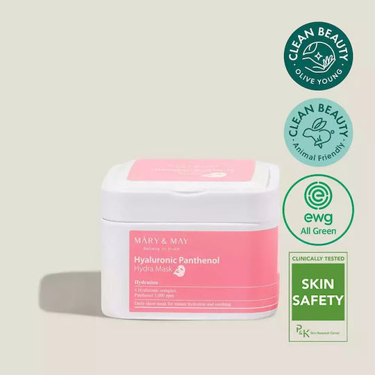 Mary&may Hyaluronic Panthenol Hydra Μάσκα Προσώπου 30τμχ