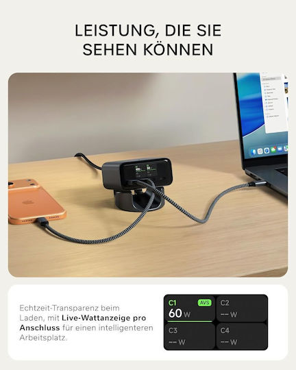 Satechi GaN Charging Station with 4 USB-C Ports 140W Power Delivery in Black (Chargeview)