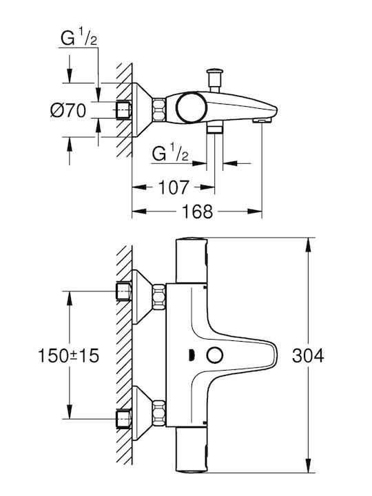 Grohe Precision Start Einhebel-Badewannenarmatur Schwarz