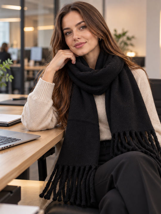 Damen Wollschal Schwarz