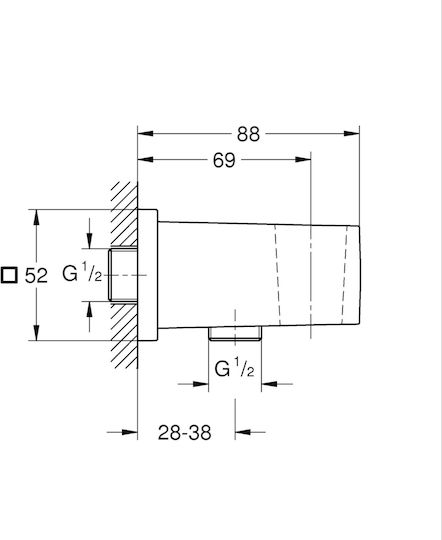 Grohe 263702430 Brause-Wandanschlussbogen 88 mm 52 mm 1/2" Anschlussgewinde 1/2" Versorgungsgewinde Schwarz