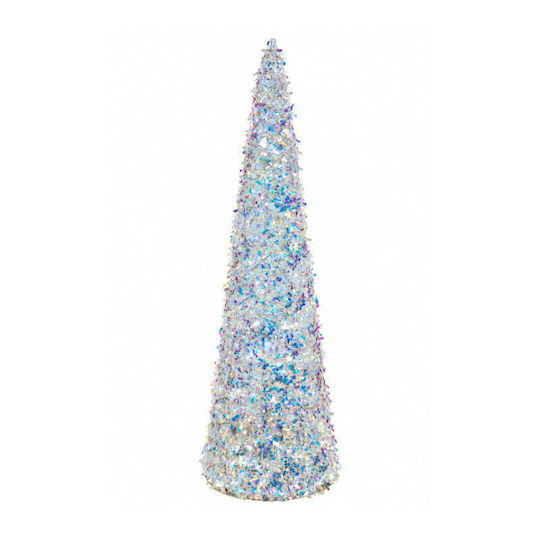 Illuminated Christmas Decorative Cone Tree 40 cm Battery-Powered White Tree