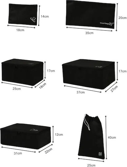 SteweHome Organizer-Tasche Schwarz 6 Stück
