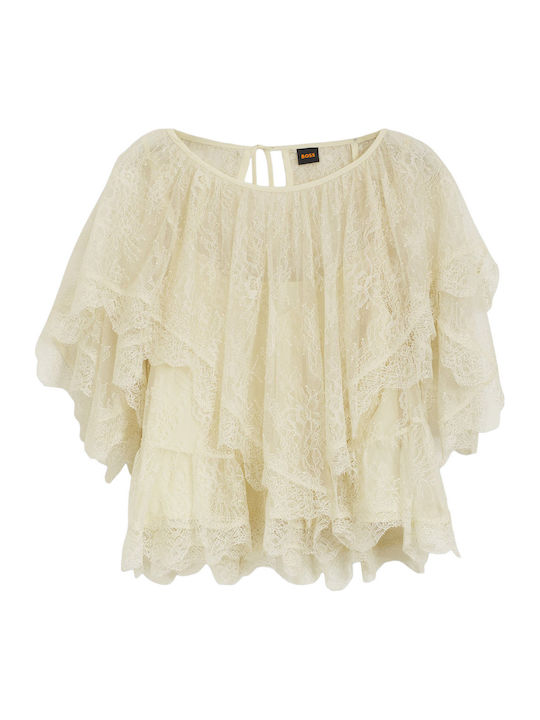 Women's Blouse with 3/4 Sleeve Cream