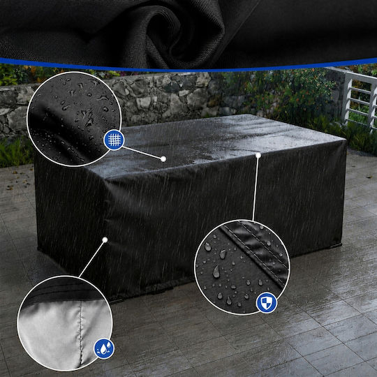 Husă de Protecție Impermeabilă pentru Set de Mobilier de Exterior 205x160x70cm în Culoare Neagră