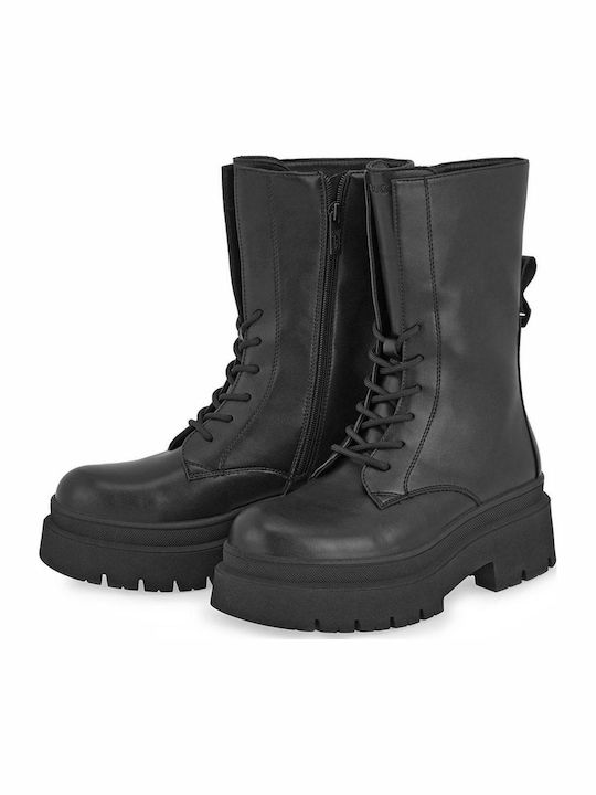 Damen-Kampfstiefel mit Mittelhohem Absatz Schwarz