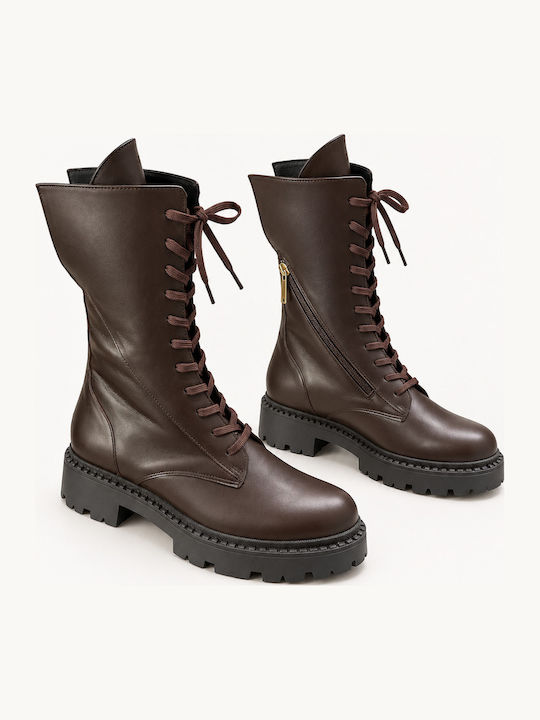 Leather Women's Ankle Boots Brown