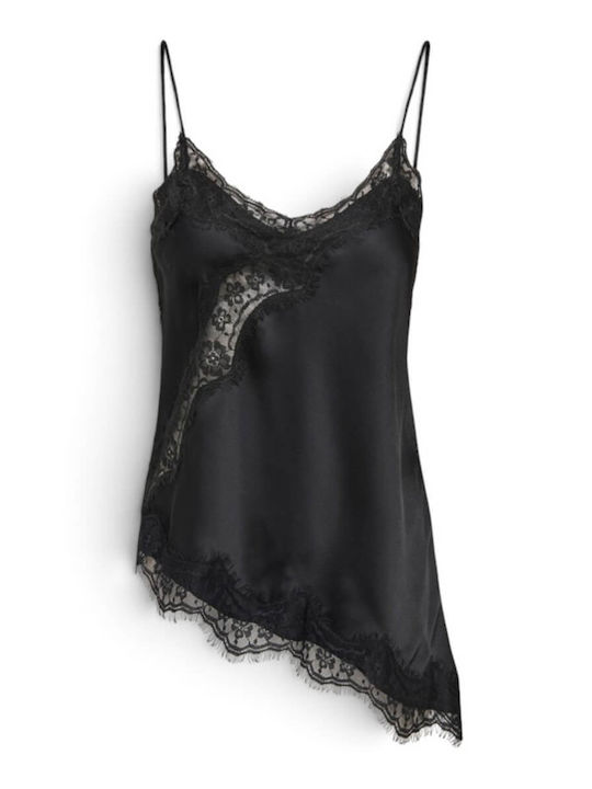 Damen Bluse Ärmellos Schwarz