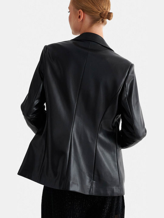 attrattivo Damen-Lederjacke Schwarz