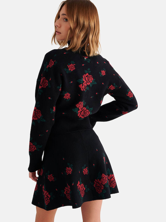 Minirock Floral Schwarz
