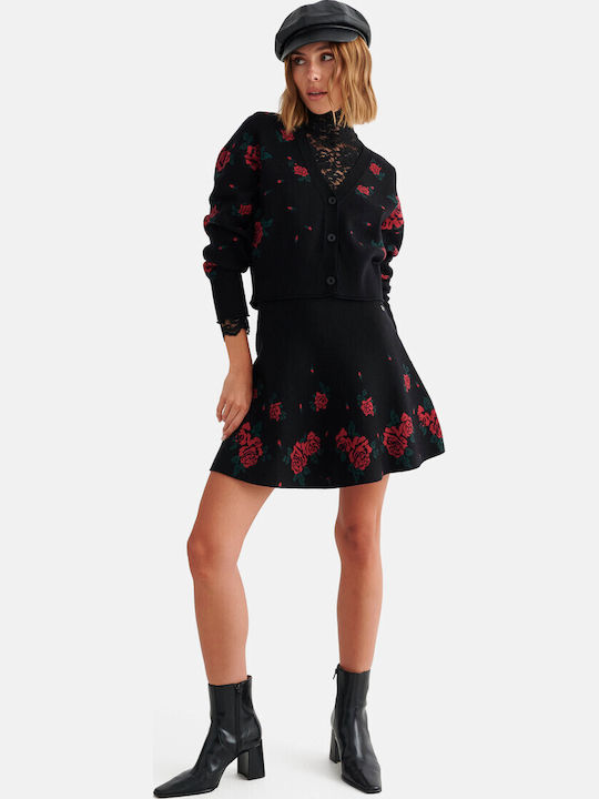 Minirock Floral Schwarz