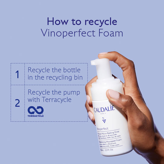 Caudalie Vinoperfect Spumă Micropeeling Iluminatoare de Curățare a Feței pentru Strălucire și Acțiune Hidratantă 100ml
