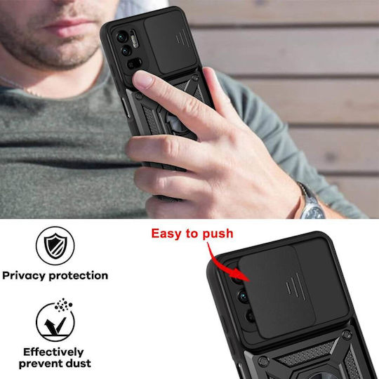 Orso Combo Kickstand Slide Back Cover Μαύρο (Poco C85)
