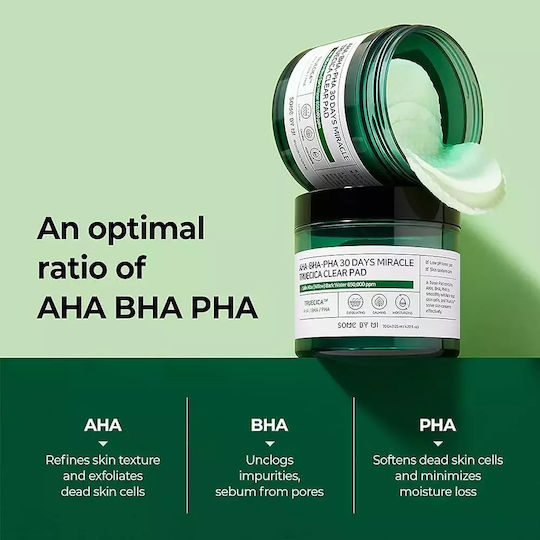 Some By Mi Aha Bha Pha Days Miracle Truecica Pads de Curățare a Feței pentru Controlul Sebumului și Acțiune Calmanta 70 Bucăți