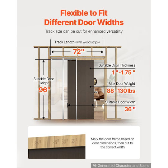 Vevor Sliding Door Mechanism 91.44cm Brown