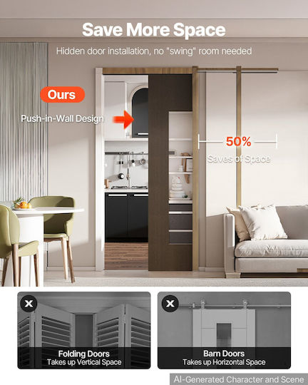 Vevor Sliding Door Mechanism 81.28 cm Brown