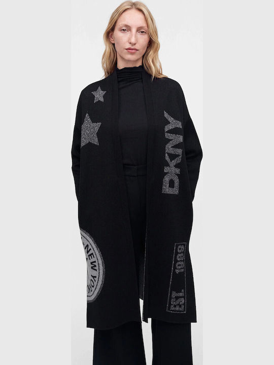 Long Women's Knitted Cardigan Black
