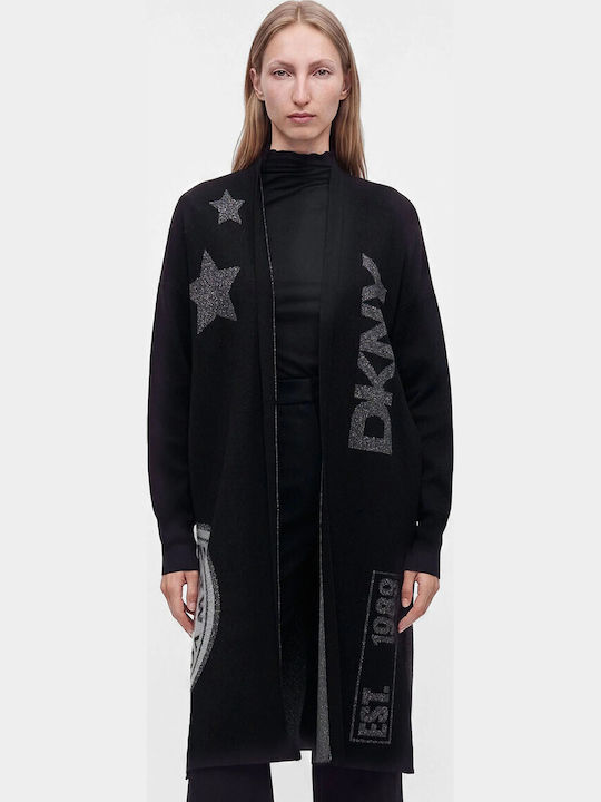 Long Women's Knitted Cardigan Black