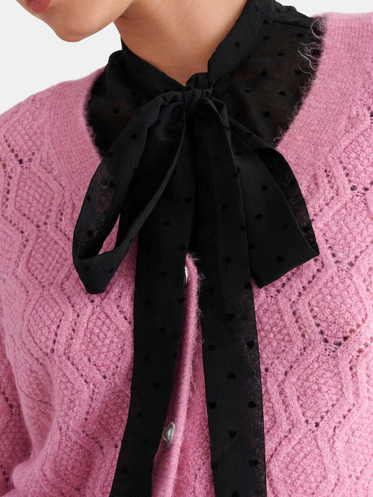 Polka Dot Sheer Collar Black