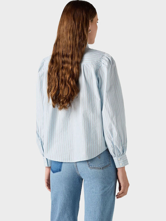 Judice Damen-Langarmhemd Light Blue Gestreift
