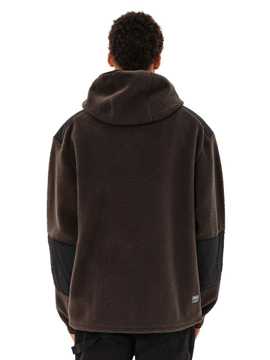 Herren-Fleecejacke mit Kapuze Braun